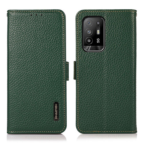 Leather Case Stands Flip Cover Holder B03H for Oppo F19 Pro Green