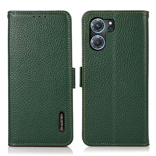 Leather Case Stands Flip Cover Holder B03H for Oppo K10 5G Green