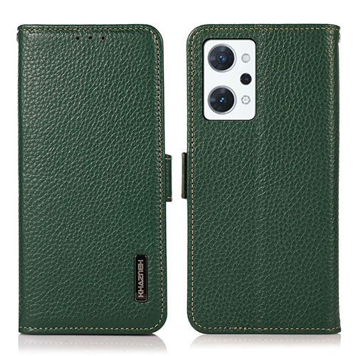 Leather Case Stands Flip Cover Holder B03H for Oppo Reno7 A Green