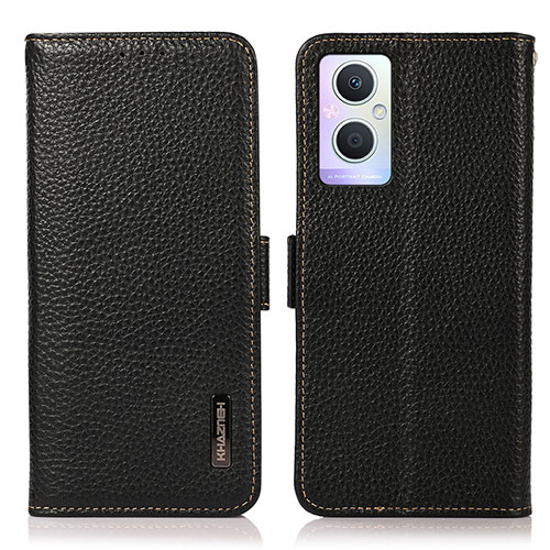 Leather Case Stands Flip Cover Holder B03H for Oppo Reno7 Lite 5G Black