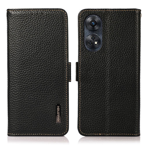 Leather Case Stands Flip Cover Holder B03H for Oppo Reno8 T 4G Black