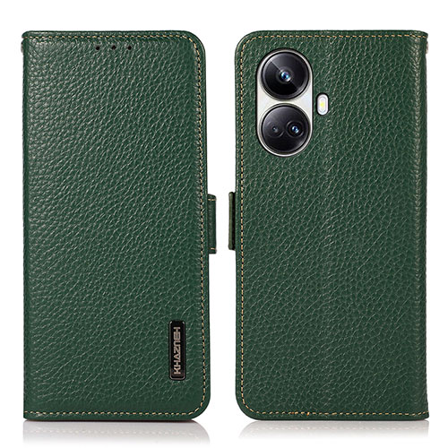 Leather Case Stands Flip Cover Holder B03H for Realme 10 Pro+ Plus 5G Green