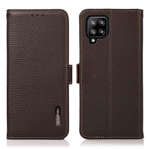 Leather Case Stands Flip Cover Holder B03H for Samsung Galaxy A42 5G Brown