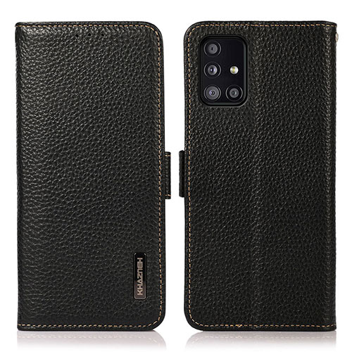 Leather Case Stands Flip Cover Holder B03H for Samsung Galaxy A51 5G Black