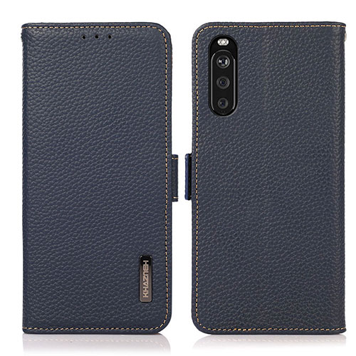 Leather Case Stands Flip Cover Holder B03H for Sony Xperia 10 III Blue