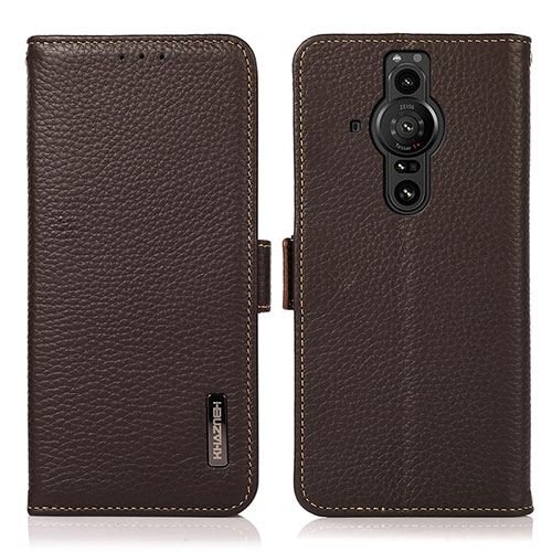 Leather Case Stands Flip Cover Holder B03H for Sony Xperia PRO-I Brown