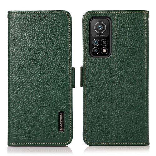 Leather Case Stands Flip Cover Holder B03H for Xiaomi Mi 10T Pro 5G Green