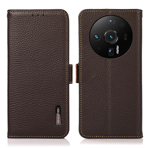 Leather Case Stands Flip Cover Holder B03H for Xiaomi Mi 12 Ultra 5G Brown