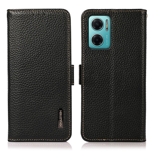 Leather Case Stands Flip Cover Holder B03H for Xiaomi Redmi Note 11E 5G Black