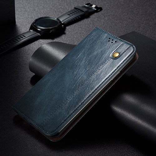 Leather Case Stands Flip Cover Holder B03S for Xiaomi Poco M3 Blue
