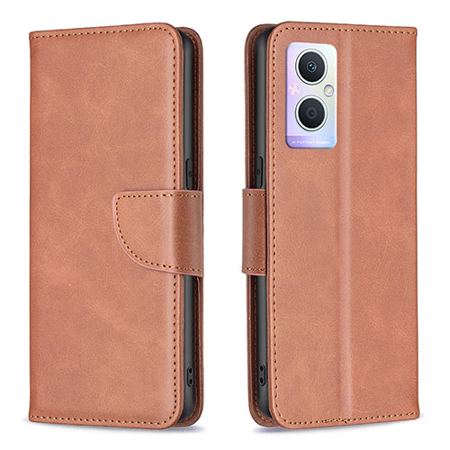 Leather Case Stands Flip Cover Holder B04F for OnePlus Nord N20 5G Brown