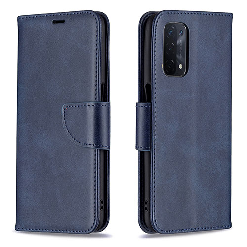 Leather Case Stands Flip Cover Holder B04F for OnePlus Nord N200 5G Blue