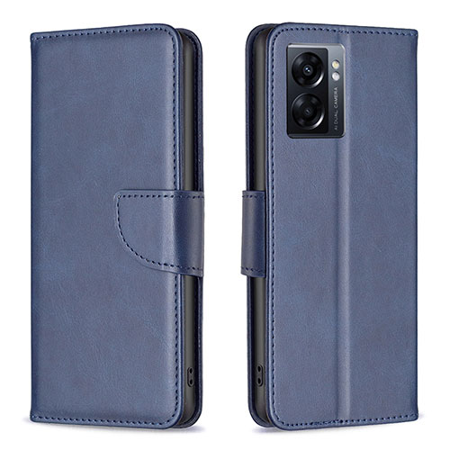 Leather Case Stands Flip Cover Holder B04F for OnePlus Nord N300 5G Blue