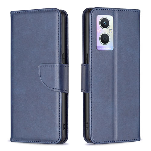Leather Case Stands Flip Cover Holder B04F for Oppo Reno7 Lite 5G Blue