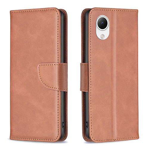 Leather Case Stands Flip Cover Holder B04F for Samsung Galaxy A23s Brown