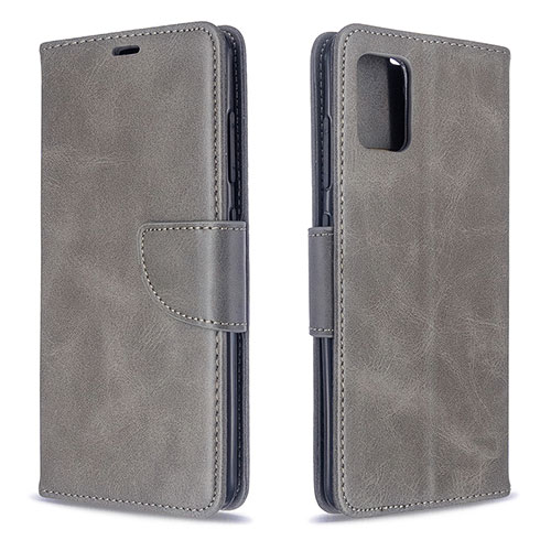 Leather Case Stands Flip Cover Holder B04F for Samsung Galaxy A51 4G Gray