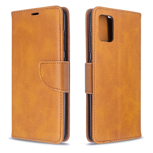 Leather Case Stands Flip Cover Holder B04F for Samsung Galaxy A51 4G Light Brown