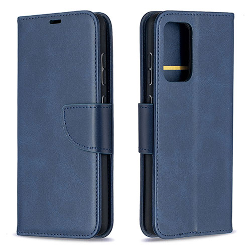 Leather Case Stands Flip Cover Holder B04F for Samsung Galaxy A52 5G Blue
