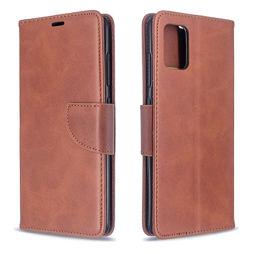 Leather Case Stands Flip Cover Holder B04F for Samsung Galaxy M40S Brown