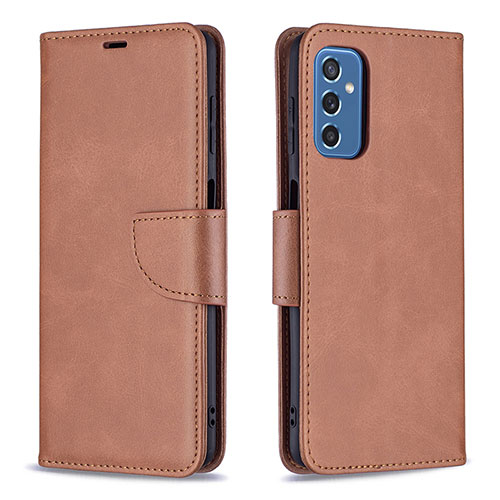 Leather Case Stands Flip Cover Holder B04F for Samsung Galaxy M52 5G Brown