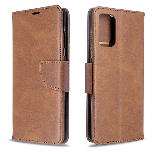 Leather Case Stands Flip Cover Holder B04F for Samsung Galaxy S20 5G Brown