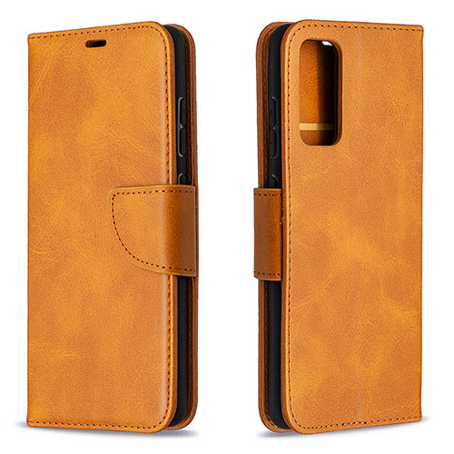 Leather Case Stands Flip Cover Holder B04F for Samsung Galaxy S20 Lite 5G Light Brown