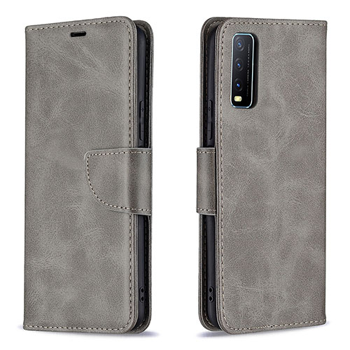 Leather Case Stands Flip Cover Holder B04F for Vivo Y11s Gray