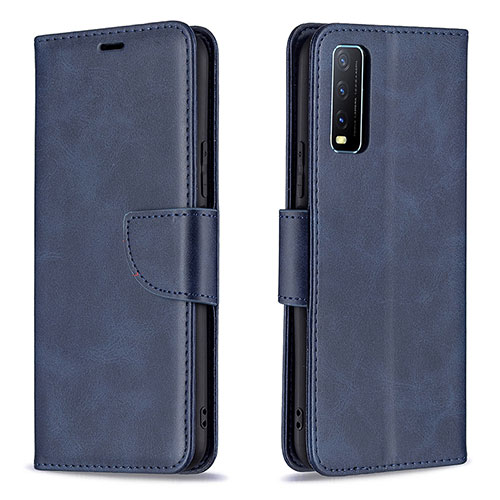 Leather Case Stands Flip Cover Holder B04F for Vivo Y20s Blue