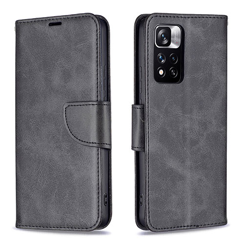 Leather Case Stands Flip Cover Holder B04F for Xiaomi Mi 11i 5G (2022) Black