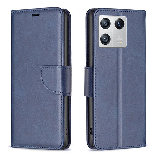 Leather Case Stands Flip Cover Holder B04F for Xiaomi Mi 13 5G Blue