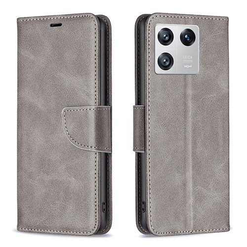 Leather Case Stands Flip Cover Holder B04F for Xiaomi Mi 13 Pro 5G Gray