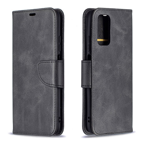Leather Case Stands Flip Cover Holder B04F for Xiaomi Poco M3 Black