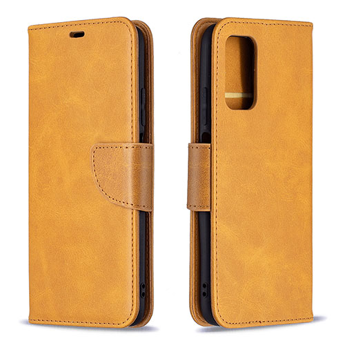 Leather Case Stands Flip Cover Holder B04F for Xiaomi Poco M3 Light Brown