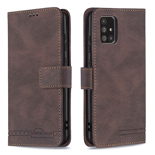 Leather Case Stands Flip Cover Holder B05F for Samsung Galaxy A71 5G Brown