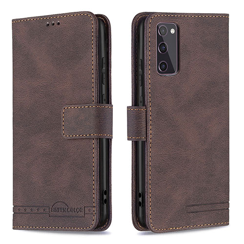 Leather Case Stands Flip Cover Holder B05F for Samsung Galaxy S20 FE (2022) 5G Brown