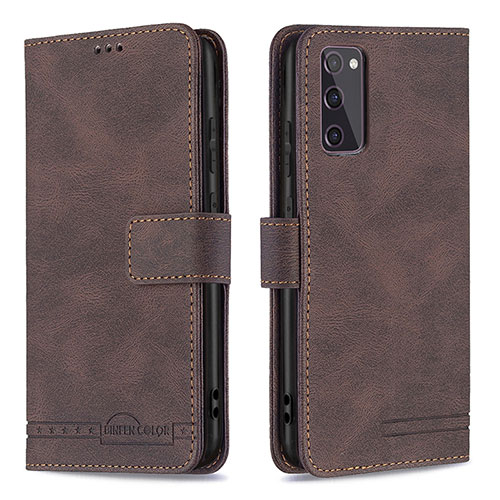 Leather Case Stands Flip Cover Holder B05F for Samsung Galaxy S20 FE 5G Brown