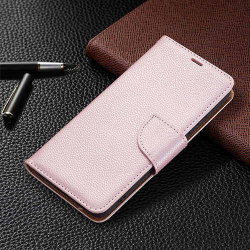 Leather Case Stands Flip Cover Holder B05F for Samsung Galaxy S21 FE 5G Pink