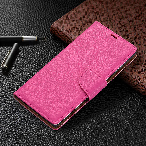 Leather Case Stands Flip Cover Holder B05F for Samsung Galaxy S21 Ultra 5G Hot Pink