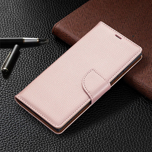 Leather Case Stands Flip Cover Holder B05F for Samsung Galaxy S21 Ultra 5G Pink