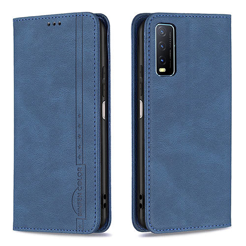 Leather Case Stands Flip Cover Holder B05F for Vivo Y11s Blue