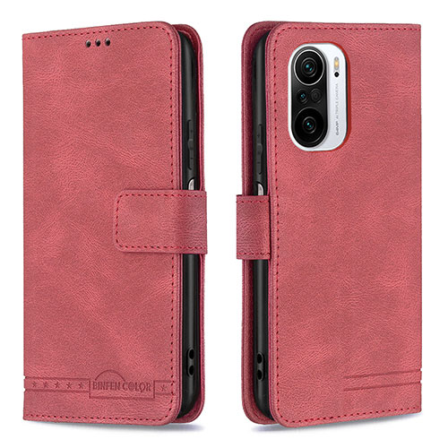 Leather Case Stands Flip Cover Holder B05F for Xiaomi Mi 11i 5G Red