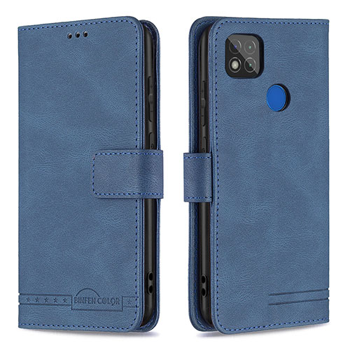 Leather Case Stands Flip Cover Holder B05F for Xiaomi Redmi 9C Blue