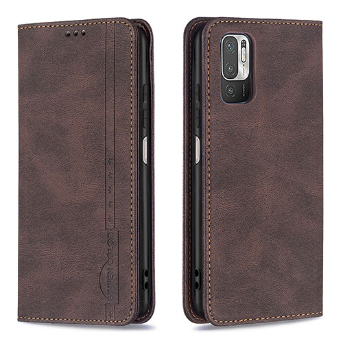 Leather Case Stands Flip Cover Holder B05F for Xiaomi Redmi Note 11 SE 5G Brown