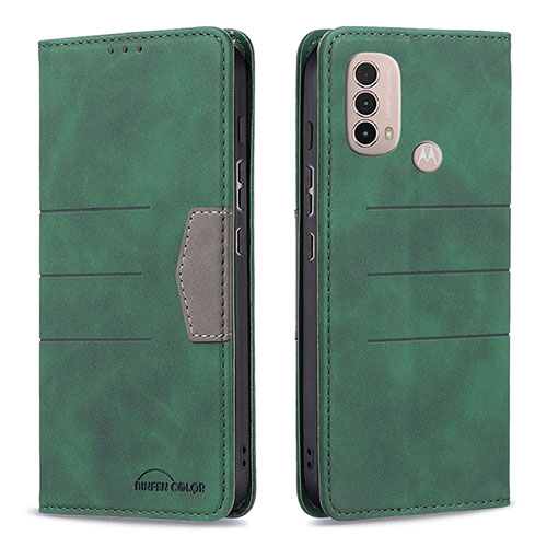 Leather Case Stands Flip Cover Holder B06F for Motorola Moto E40 Green
