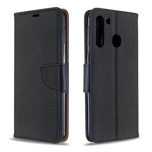 Leather Case Stands Flip Cover Holder B06F for Samsung Galaxy A21 Black