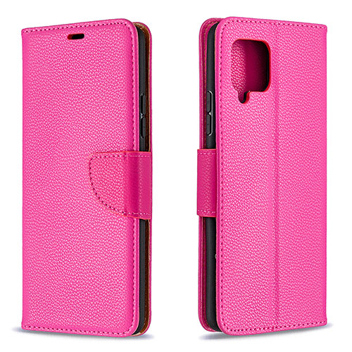 Leather Case Stands Flip Cover Holder B06F for Samsung Galaxy A42 5G Hot Pink