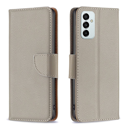 Leather Case Stands Flip Cover Holder B06F for Samsung Galaxy F23 5G Gray