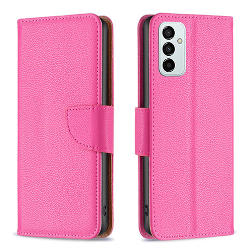 Leather Case Stands Flip Cover Holder B06F for Samsung Galaxy F23 5G Hot Pink