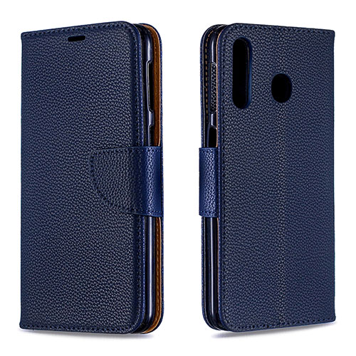 Leather Case Stands Flip Cover Holder B06F for Samsung Galaxy M30 Blue