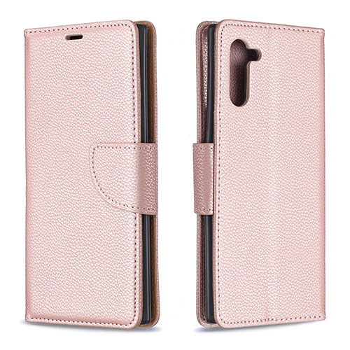 Leather Case Stands Flip Cover Holder B06F for Samsung Galaxy Note 10 5G Rose Gold